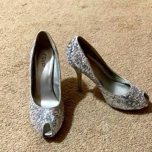 Sparkly silver heels